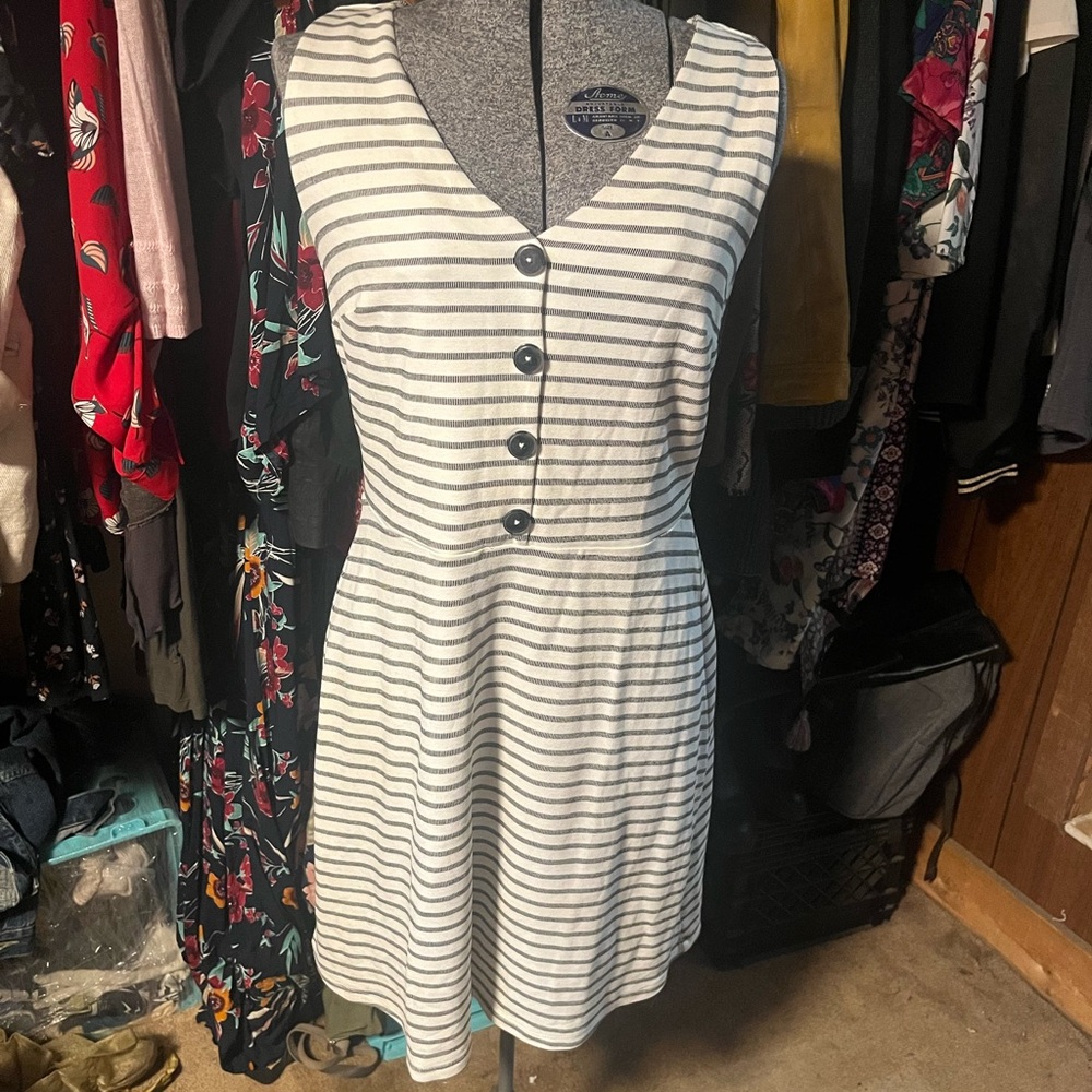 Striped White and Black Dress